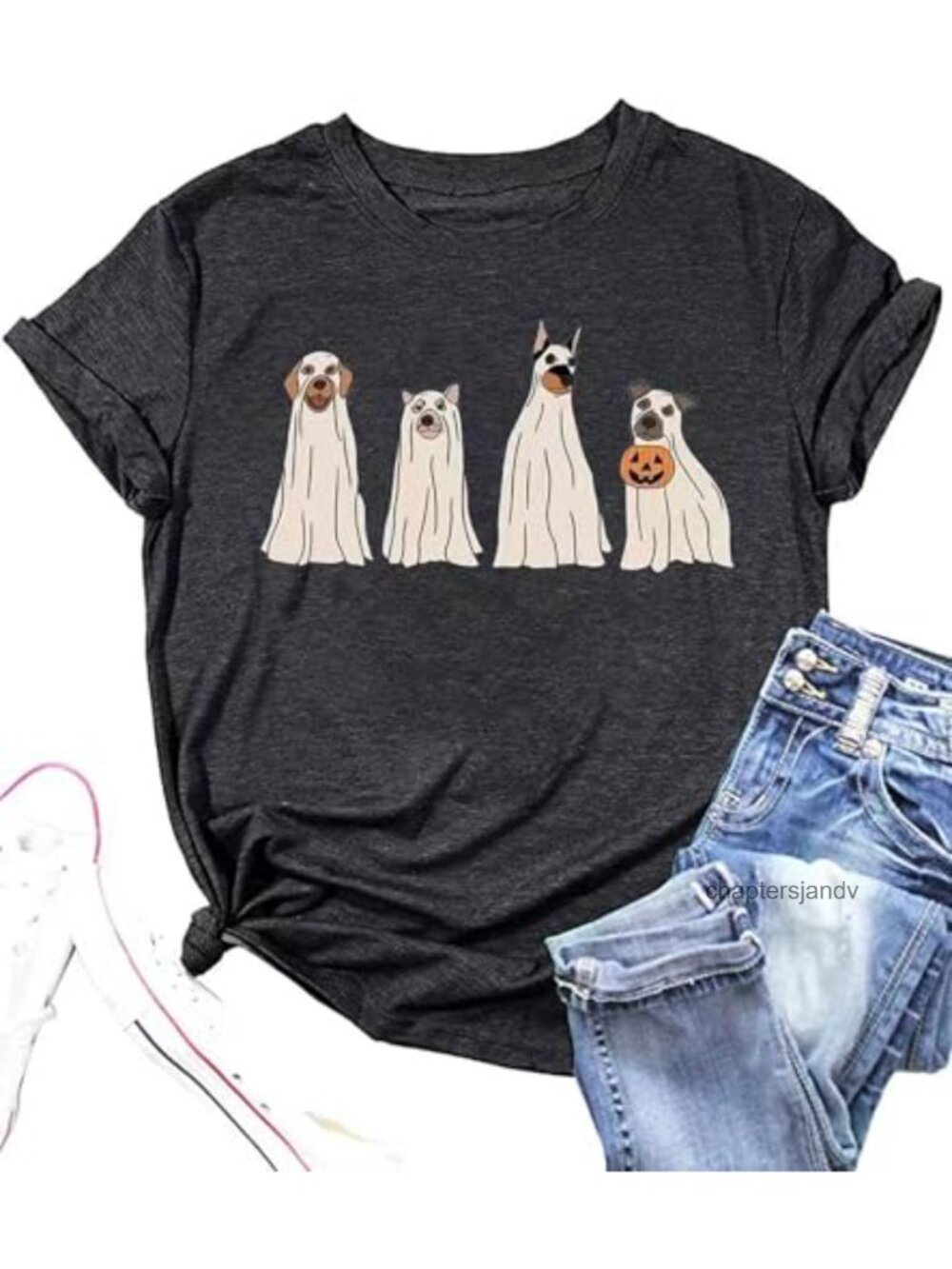Women's Fall Halloween Graphic Tee Casual Crew Neck Short Sleeve T-Shirt